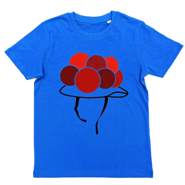 T-Shirt Kinder Jungen Jungs in blau mit Bollenhut-Motiv Frontansicht