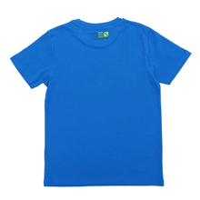 Laden Sie das Bild in den Galerie-Viewer, T-Shirt Kinder Jungen Jungs in blau mit Bollenhut-Motiv Rückansicht
